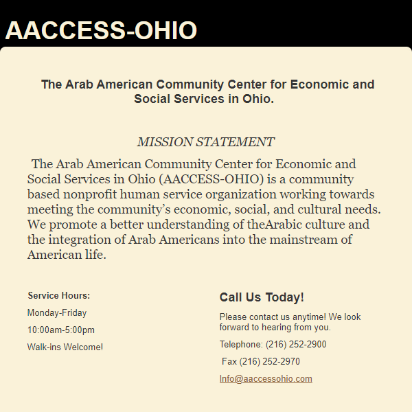 Arab Organization in Ohio - Arab American Community Center for Economic and Social Services in Ohio