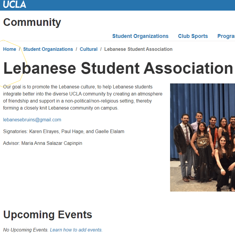 Arab Non Profit Organizations in California - UCLA Lebanese Student Association